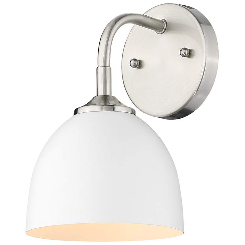 Image 2 Zoey 10 inch High Pewter and Matte White Wall Sconce