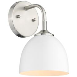 Zoey 10&quot; High Pewter and Matte White Wall Sconce