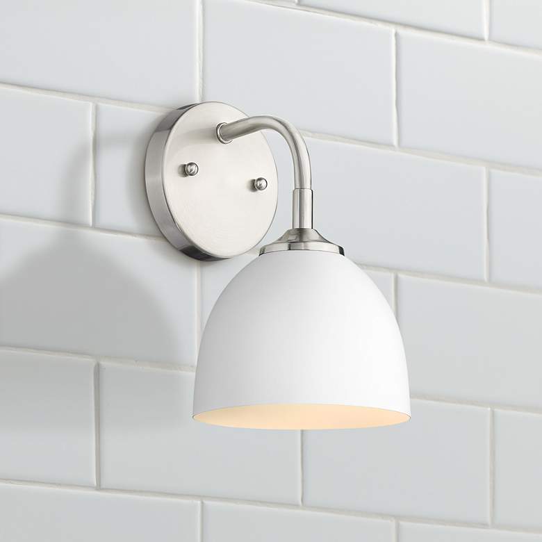 Image 1 Zoey 10" High Pewter and Matte White Wall Sconce