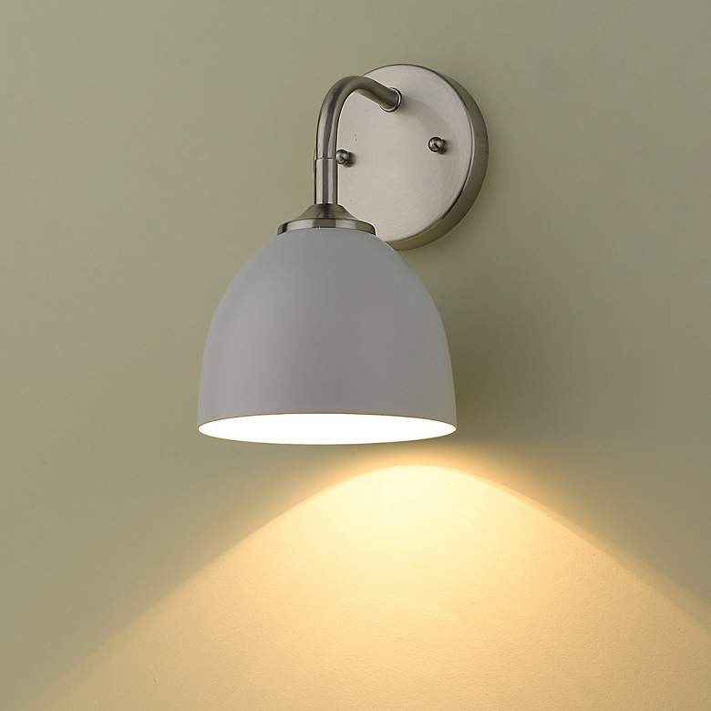 Image 1 Zoey 10" High Pewter and Matte White Wall Sconce