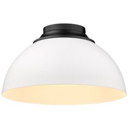 Zoey 13 3/4&quot; Wide Matte Black and White Bowl Ceiling Light