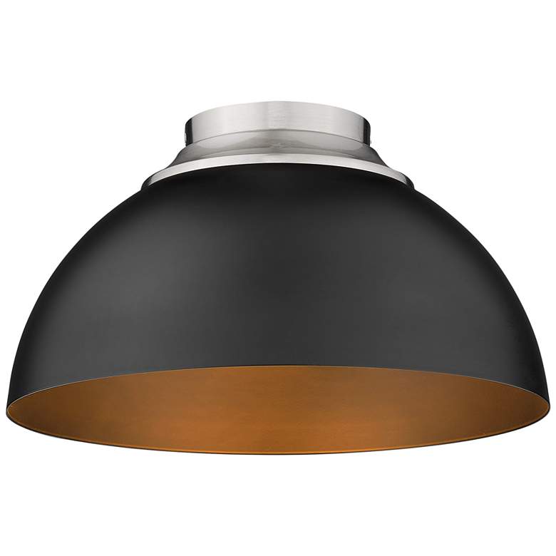 Image 2 Zoey 13 3/4 inch Wide Pewter and Matte Black Bowl Ceiling Light
