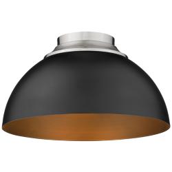 Zoey 13 3/4&quot; Wide Pewter and Matte Black Bowl Ceiling Light