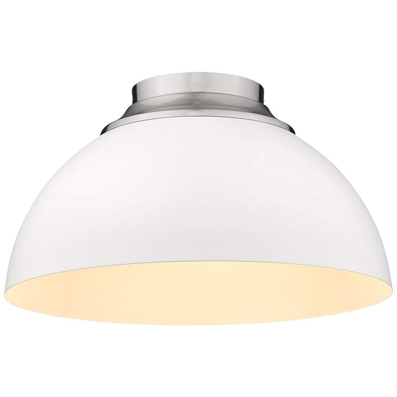 Image 2 Zoey 13 3/4 inch Wide Pewter and Matte White Bowl Ceiling Light