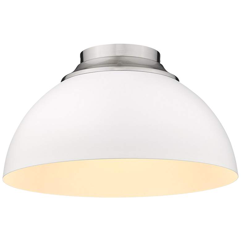 Image 2 Zoey 13 3/4" Wide Pewter and Matte White Bowl Ceiling Light