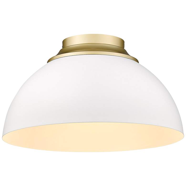 Image 2 Zoey 13 3/4"W Olympic Gold Matte White Bowl Ceiling Light