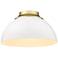 Zoey 13 3/4"W Olympic Gold Matte White Bowl Ceiling Light