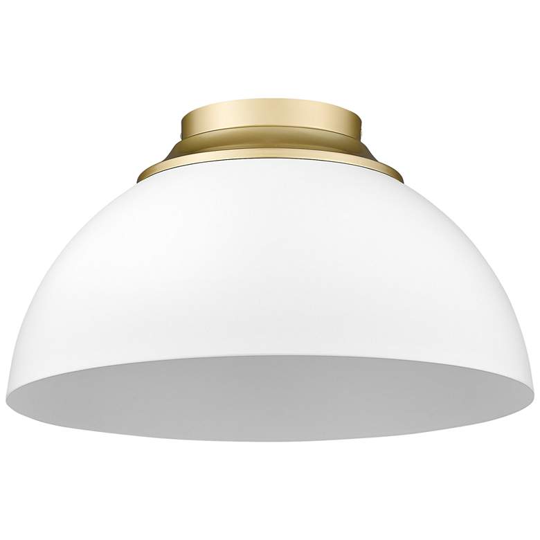 Image 6 Zoey 13 3/4"W Olympic Gold Matte White Bowl Ceiling Light more views