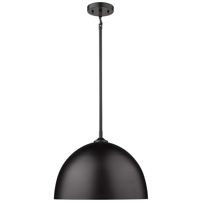 Image 3 Zoey 16" Wide Matte Black Metal Dome Pendant Light more views