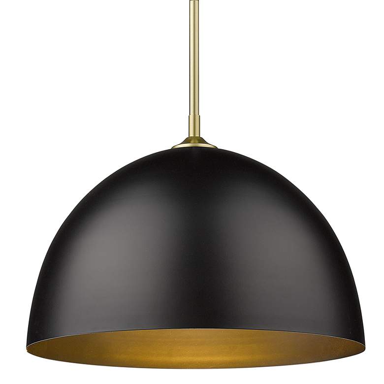 Image 1 Zoey 16" Wide Olympic Gold Rod and All Matte Black Dome Pendant Light