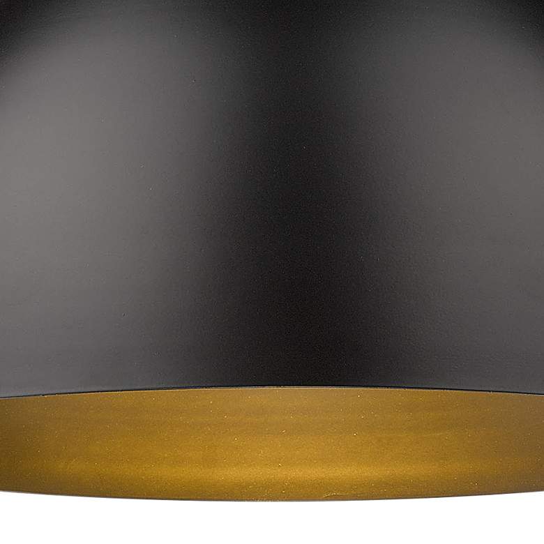 Image 2 Zoey 16 inch Wide Olympic Gold Rod and All Matte Black Dome Pendant Light more views