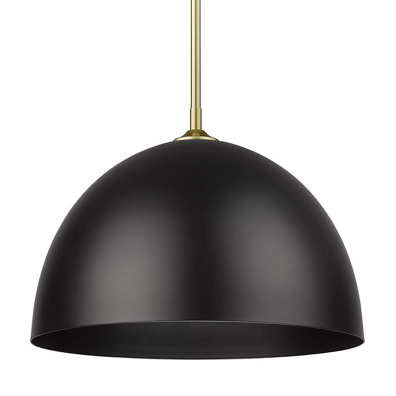Image 3 Zoey 16" Wide Olympic Gold Rod and All Matte Black Dome Pendant Light more views