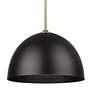 Zoey 16" Wide Olympic Gold Rod and All Matte Black Dome Pendant Light