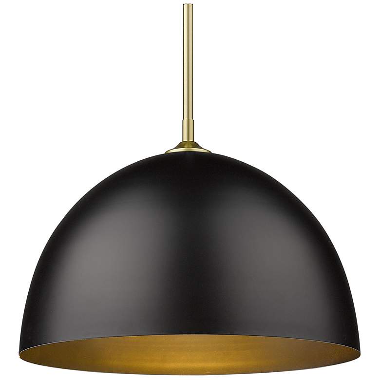 Image 2 Zoey 16"W Olympic Gold and Matte Black Dome Pendant Light