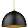 2_Zoey 16"W Olympic Gold and Matte Black Dome Pendant Light