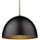 Zoey 16"W Olympic Gold and Matte Black Dome Pendant Light