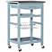 Zoey 22 3/4" Wide Blue Wood and Stainless Steel Kitchen Cart