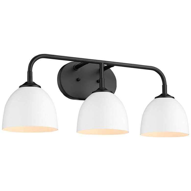 Image 2 Zoey 24 1/2" Wide Matte Black and White 3-Light Bath Light