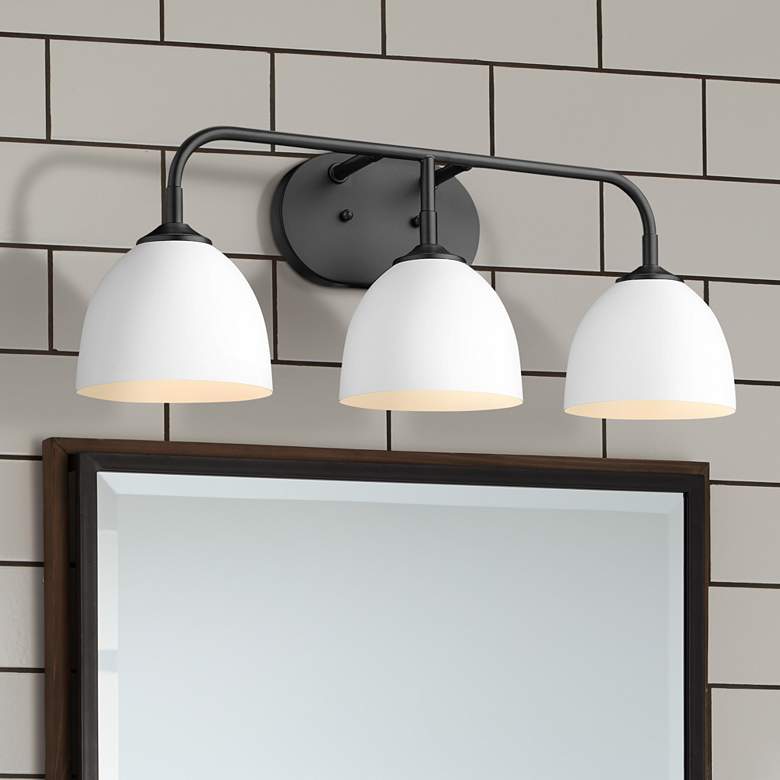 Image 1 Zoey 24 1/2" Wide Matte Black and White 3-Light Bath Light