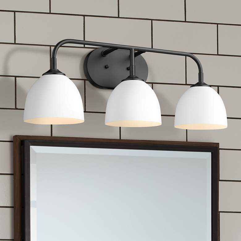 Image 1 Zoey 24 1/2 inch Wide Matte Black and White 3-Light Bath Light