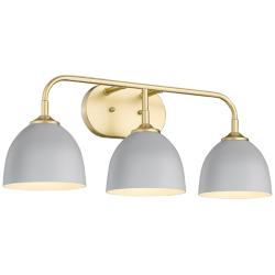 Zoey 24 1/2&quot; Wide Olympic Gold Matte Gray 3-Light Bath Light