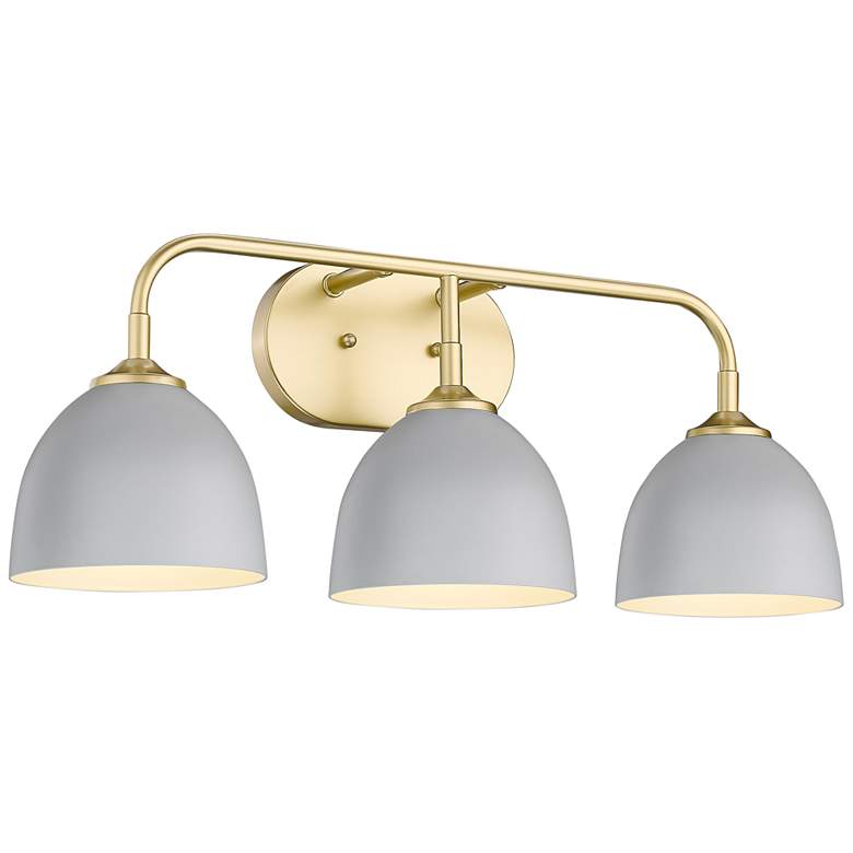 Image 2 Zoey 24 1/2 inch Wide Olympic Gold Matte Gray 3-Light Bath Light