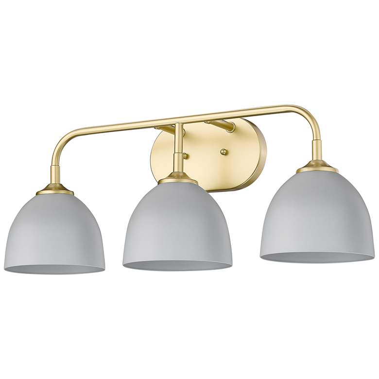 Image 6 Zoey 24 1/2 inch Wide Olympic Gold Matte Gray 3-Light Bath Light more views