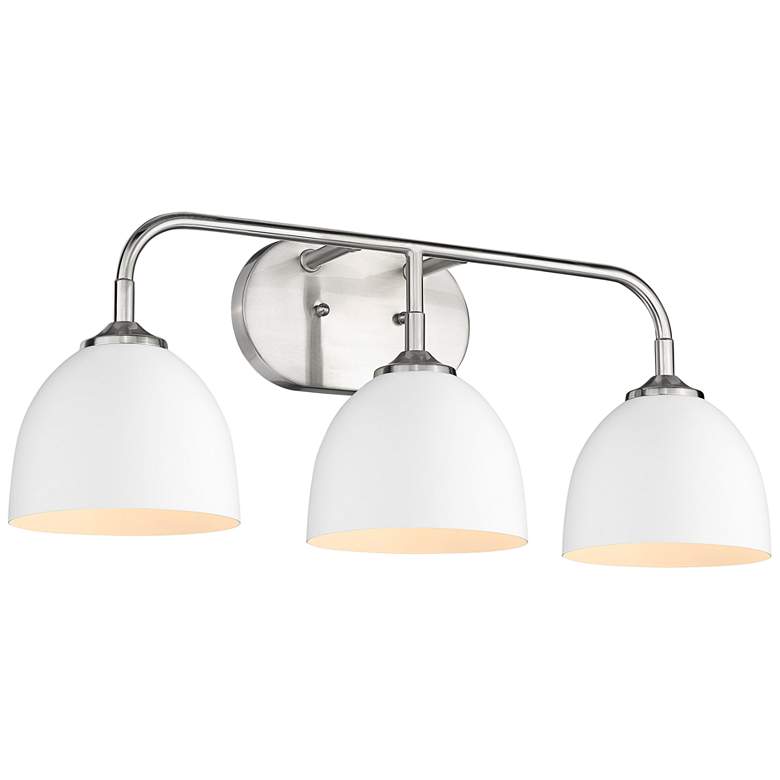 Zoey 24 1/2&quot; Wide Pewter and Matte White 3-Light Bath Light