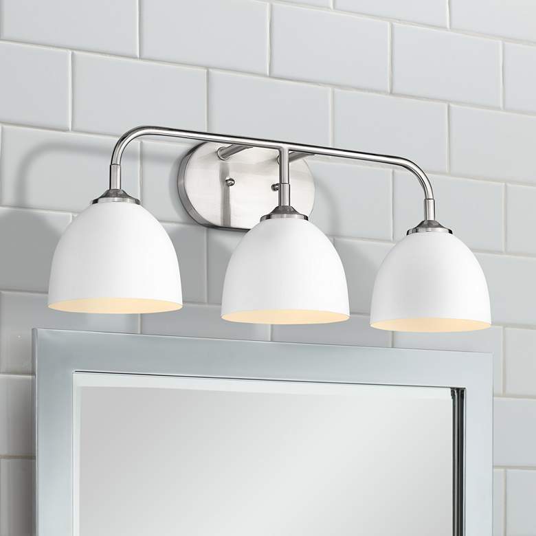 Image 1 Zoey 24 1/2" Wide Pewter and Matte White 3-Light Bath Light