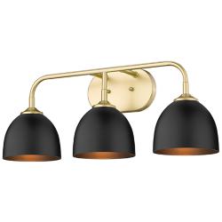 Zoey 24 1/2"W Olympic Gold Matte Black 3-Light Bath Light