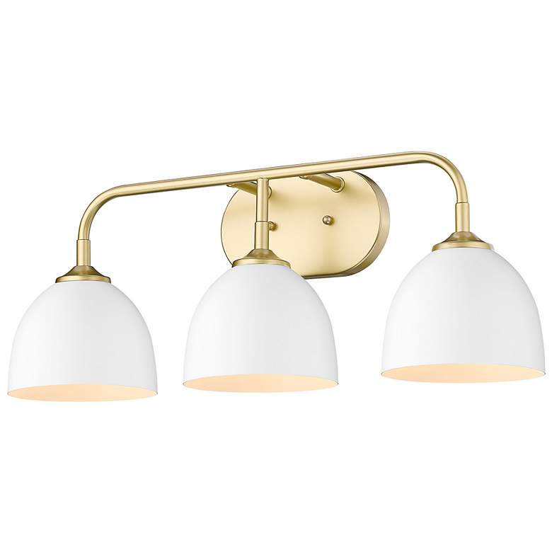 Image 2 Zoey 24 1/2 inchW Olympic Gold Matte White 3-Light Bath Light