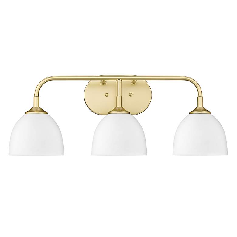 Image 3 Zoey 24 1/2 inchW Olympic Gold Matte White 3-Light Bath Light more views