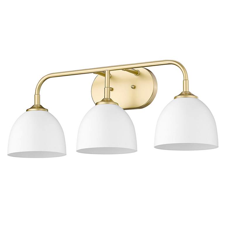 Image 4 Zoey 24 1/2 inchW Olympic Gold Matte White 3-Light Bath Light more views