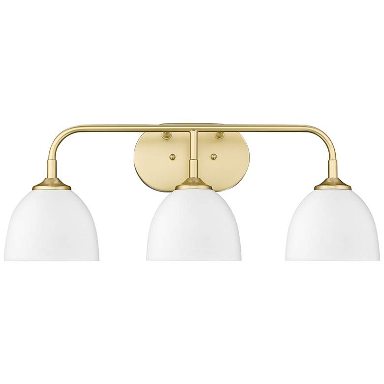 Image 5 Zoey 24 1/2 inchW Olympic Gold Matte White 3-Light Bath Light more views