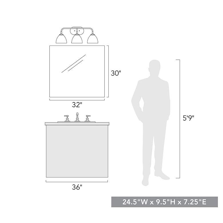 Image 5 Zoey 24 1/2"W Olympic Gold Matte White 3-Light Bath Light more views