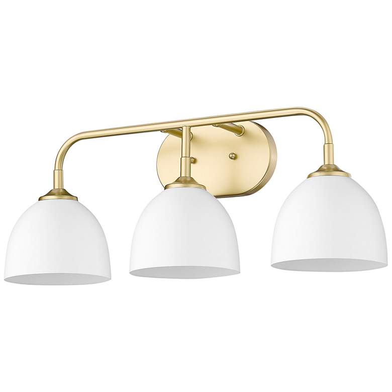 Image 6 Zoey 24 1/2 inchW Olympic Gold Matte White 3-Light Bath Light more views