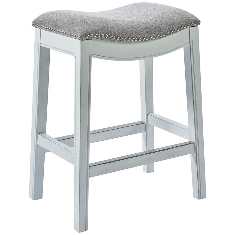 Image 1 Zoey 25 1/2" Gray Linen Fabric Counter Stool