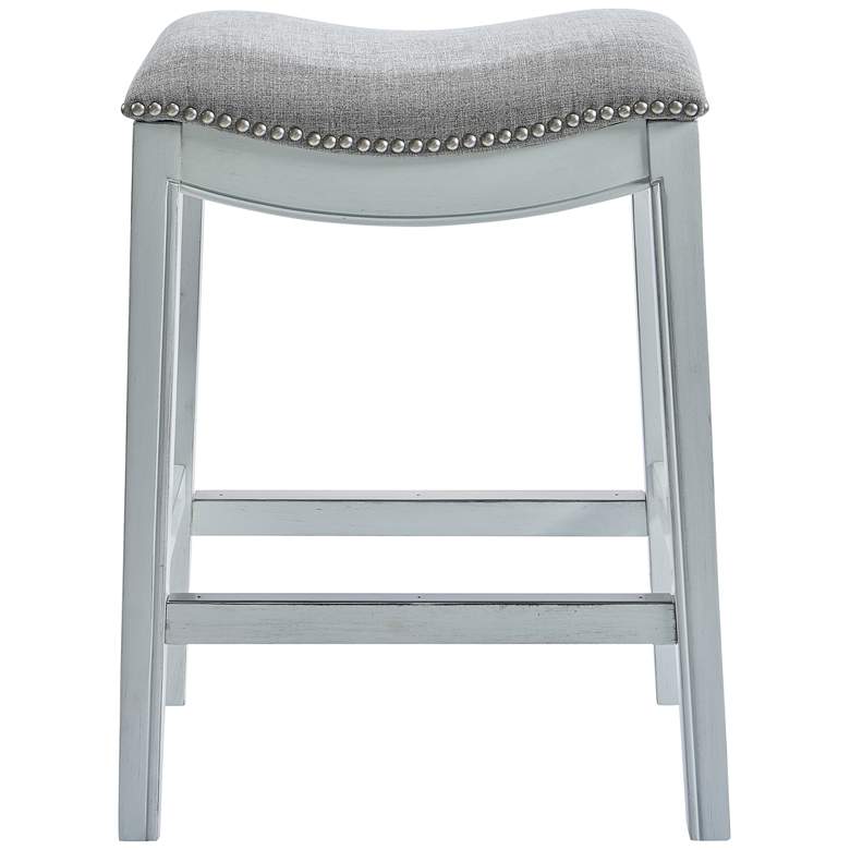 Image 3 Zoey 25 1/2" Gray Linen Fabric Counter Stool more views