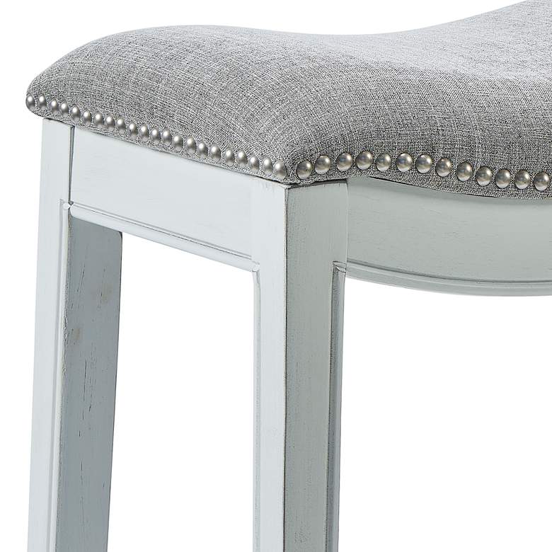 Image 2 Zoey 30" Gray Linen Fabric Bar Stool more views