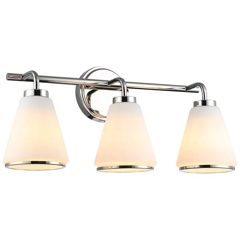 Image 1 Zoey 5.75"H 3-Light Polished Nickel Bathroom Vanity w/ Glossy White Shade