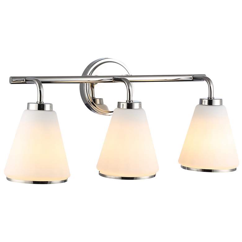 Image 2 Zoey 5.75"H 3-Light Polished Nickel Bathroom Vanity w/ Glossy White Shade more views