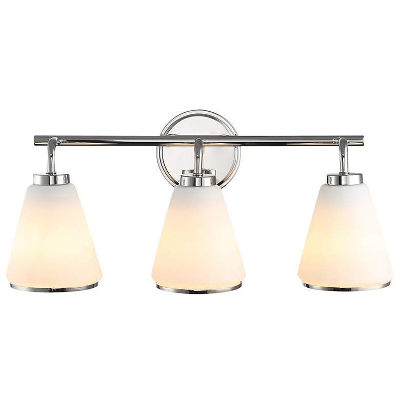Image 3 Zoey 5.75"H 3-Light Polished Nickel Bathroom Vanity w/ Glossy White Shade more views