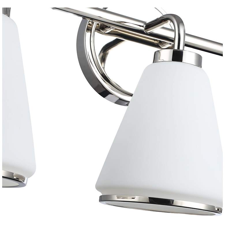 Image 4 Zoey 5.75"H 3-Light Polished Nickel Bathroom Vanity w/ Glossy White Shade more views