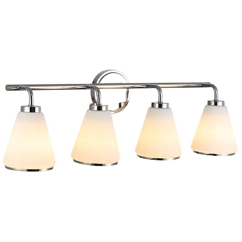 Image 2 Zoey 5.75"H 4-Light Polished Nickel Bathroom Vanity w/ Glossy White Shade more views