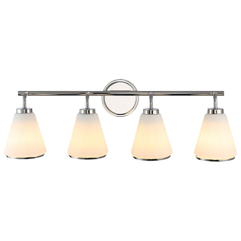 Image 3 Zoey 5.75"H 4-Light Polished Nickel Bathroom Vanity w/ Glossy White Shade more views