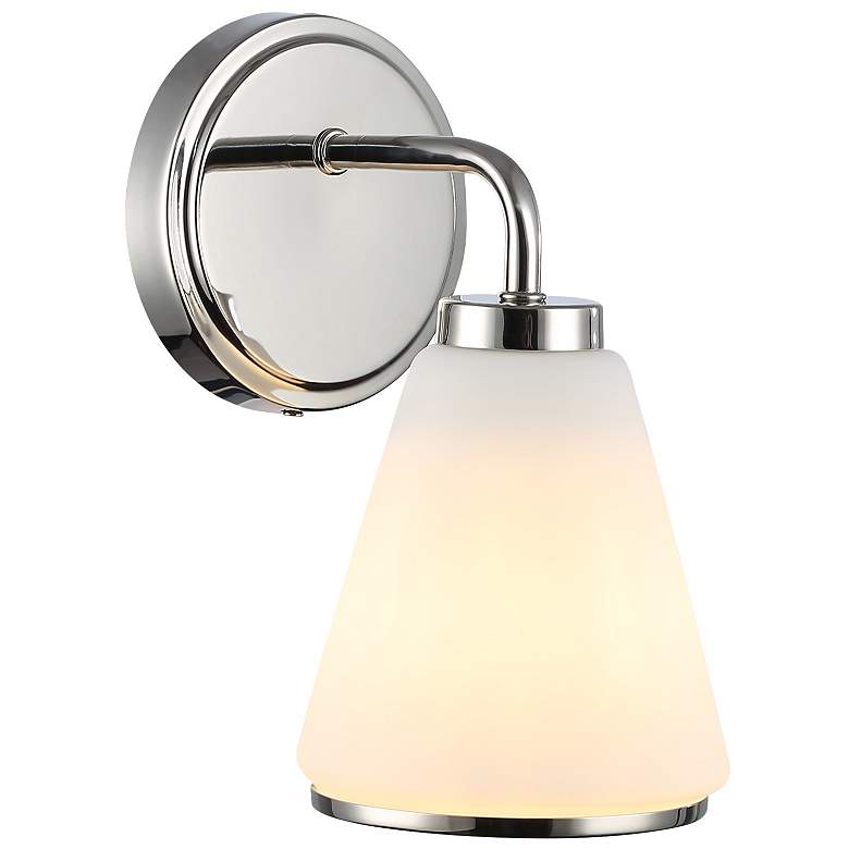Image 2 Zoey 5.75" High Polished Nickel Wall Sconce w/ Glossy White Shade more views