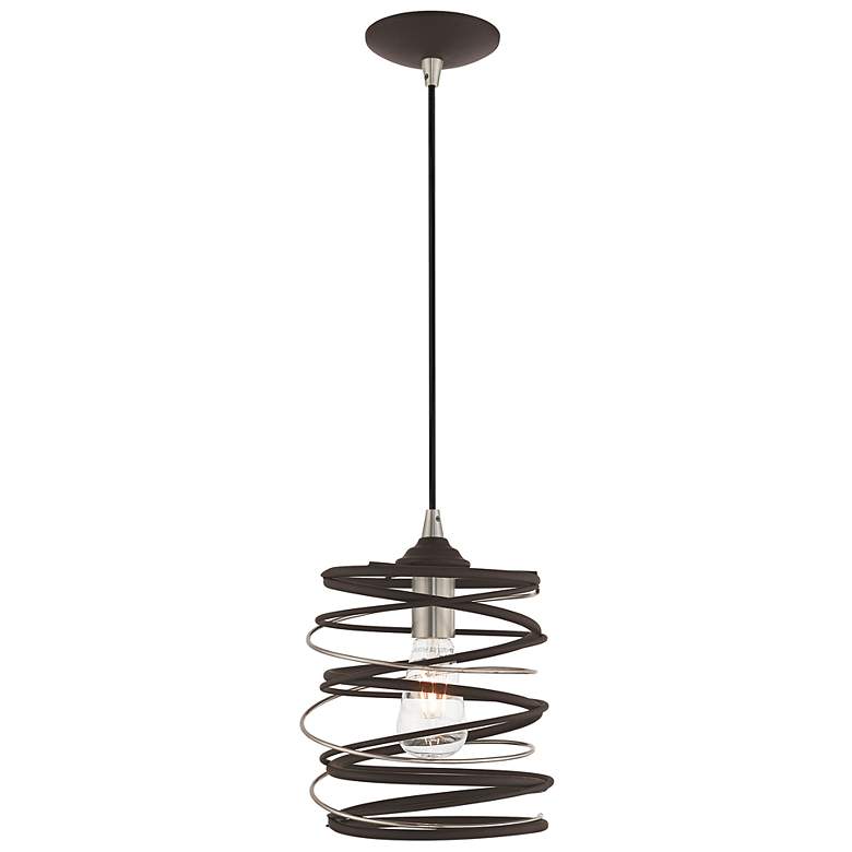Image 2 Zoey 8 1/4" Wide Bronze and Brushed Nickel Mini Pendant