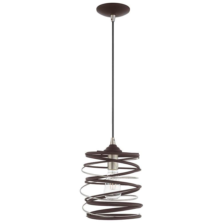 Image 3 Zoey 8 1/4" Wide Bronze and Brushed Nickel Mini Pendant more views
