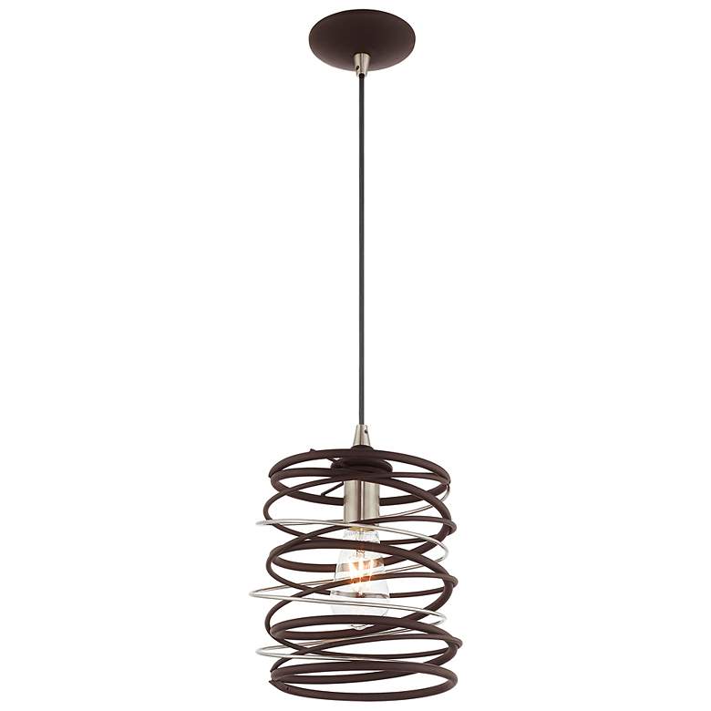 Image 5 Zoey 8 1/4" Wide Bronze and Brushed Nickel Mini Pendant more views