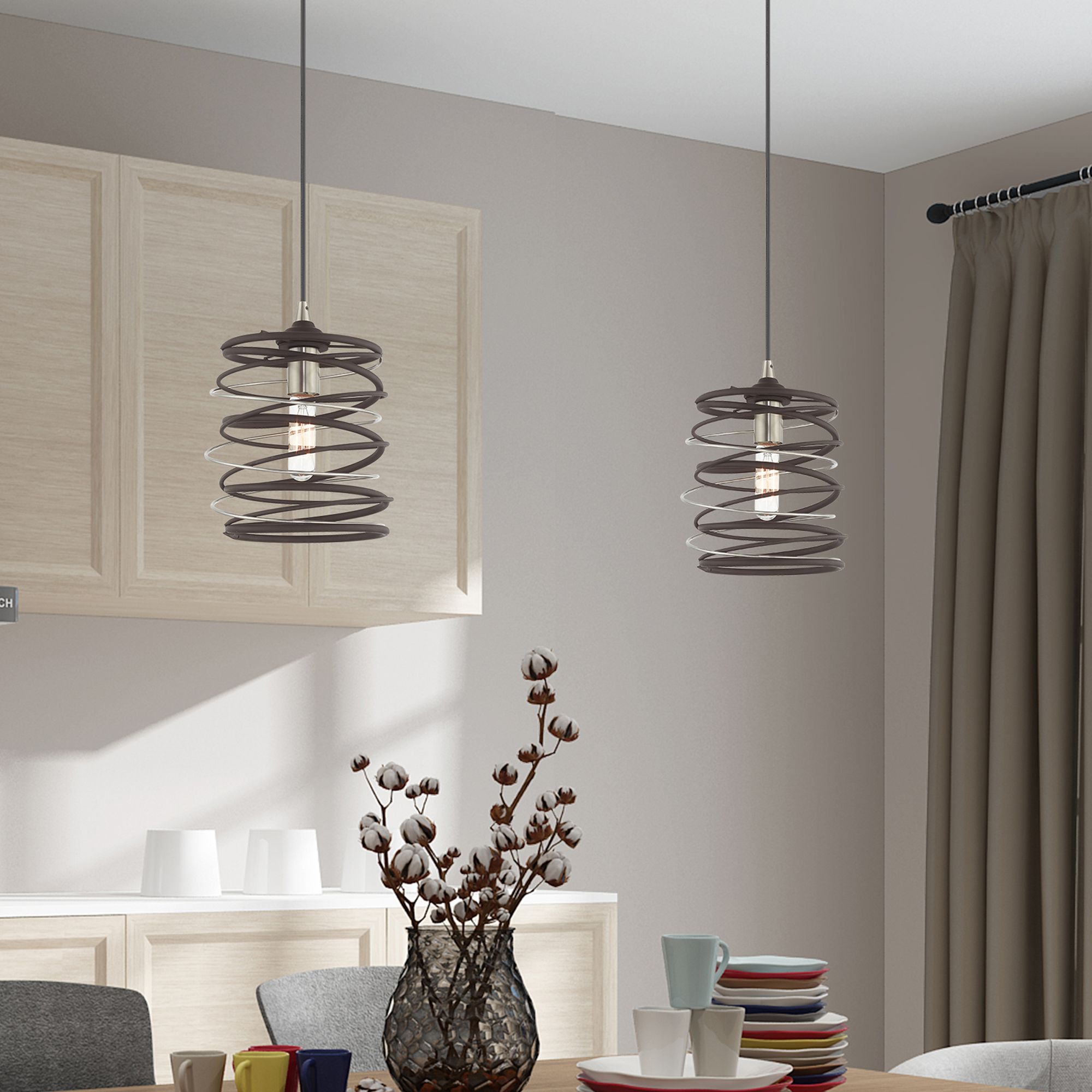 Zoey 8 1/4" Wide Bronze and Brushed Nickel Mini Pendant